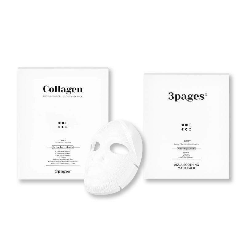 [5% OFF] 3pages® Collagen Masks + Aqua Soothing Masks (10EA)