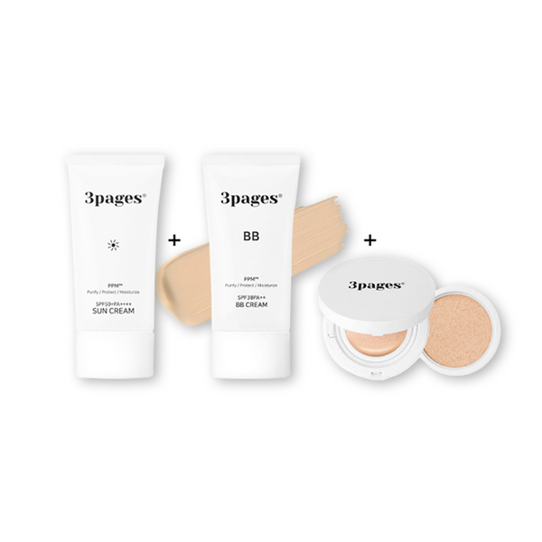 [10% OFF] A set of 3PAGES® Sun Cream+ BB + Cushion