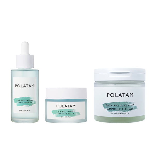 [5% OFF] POLATAM CICA MALACALMING PADS + AMPOULE + SOOTHING CREAM SET